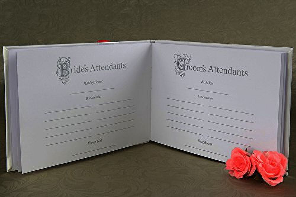 Satin Rhinestone Wedding Guest Book and Pen Set