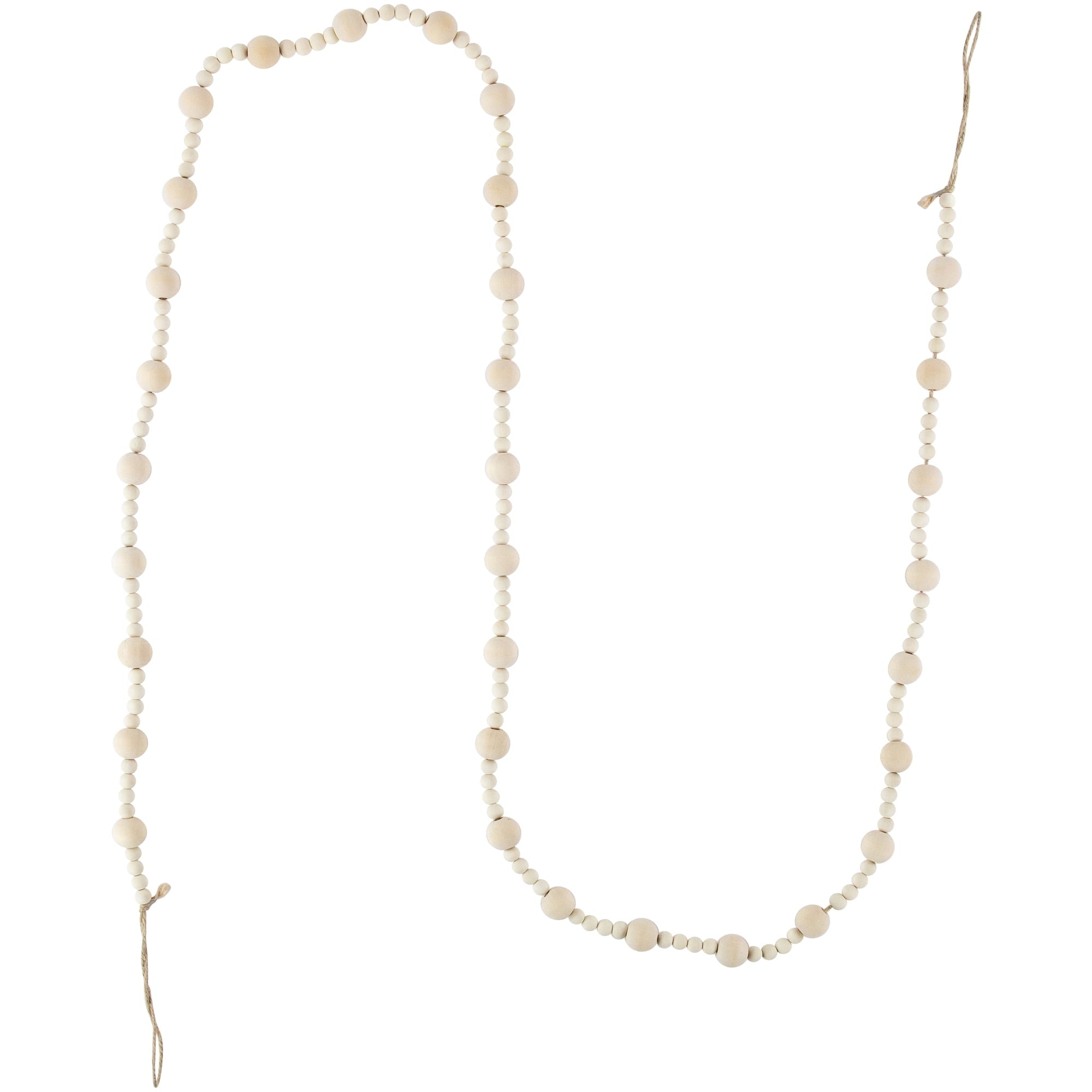 Northlight 6' Cream Wooden Beads Christmas Garland, Unlit