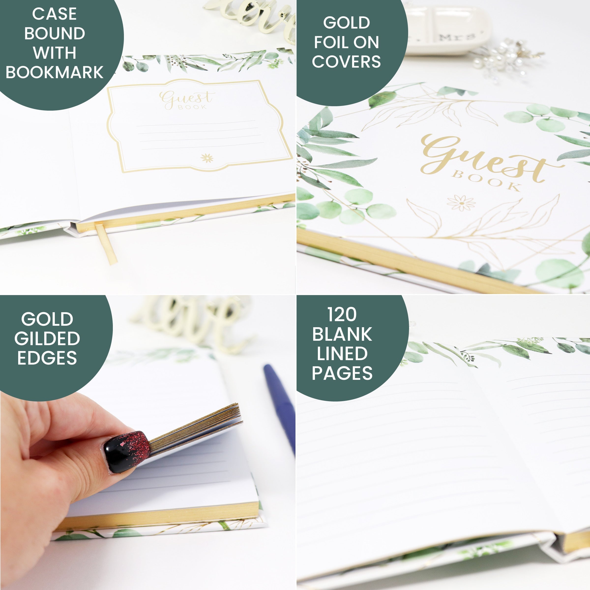 Guest Book, Guest Planner, Eucalyptus, Wedding Guest Book, bloom daily planners