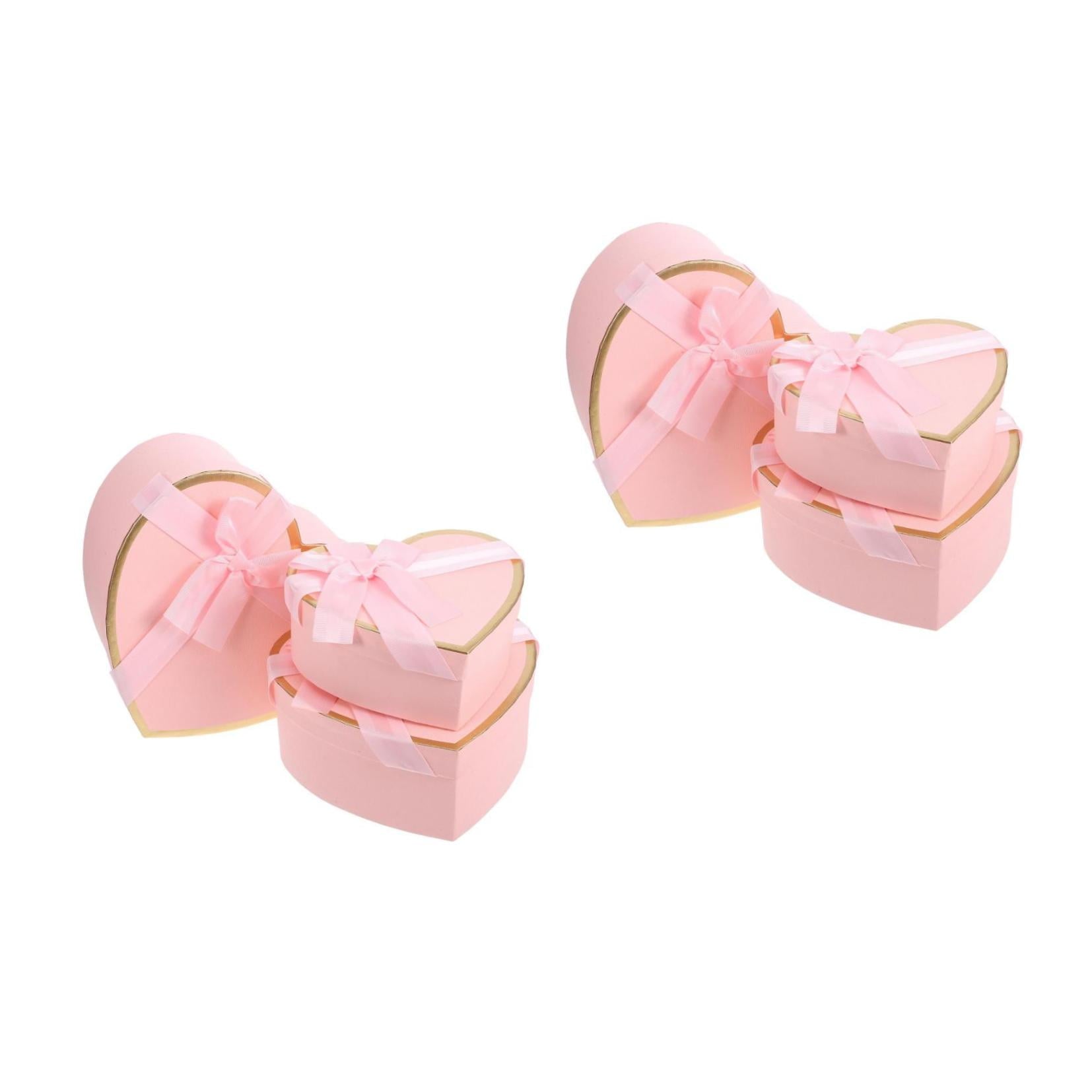 Raindrops 2 Sets  Valentines Day Heart Shaped Boxes Valentines Nesting Cardboard Cookie Box Flower Box Wraps Boxes For Wedding Birthday Present Wrapping Packaging Pink