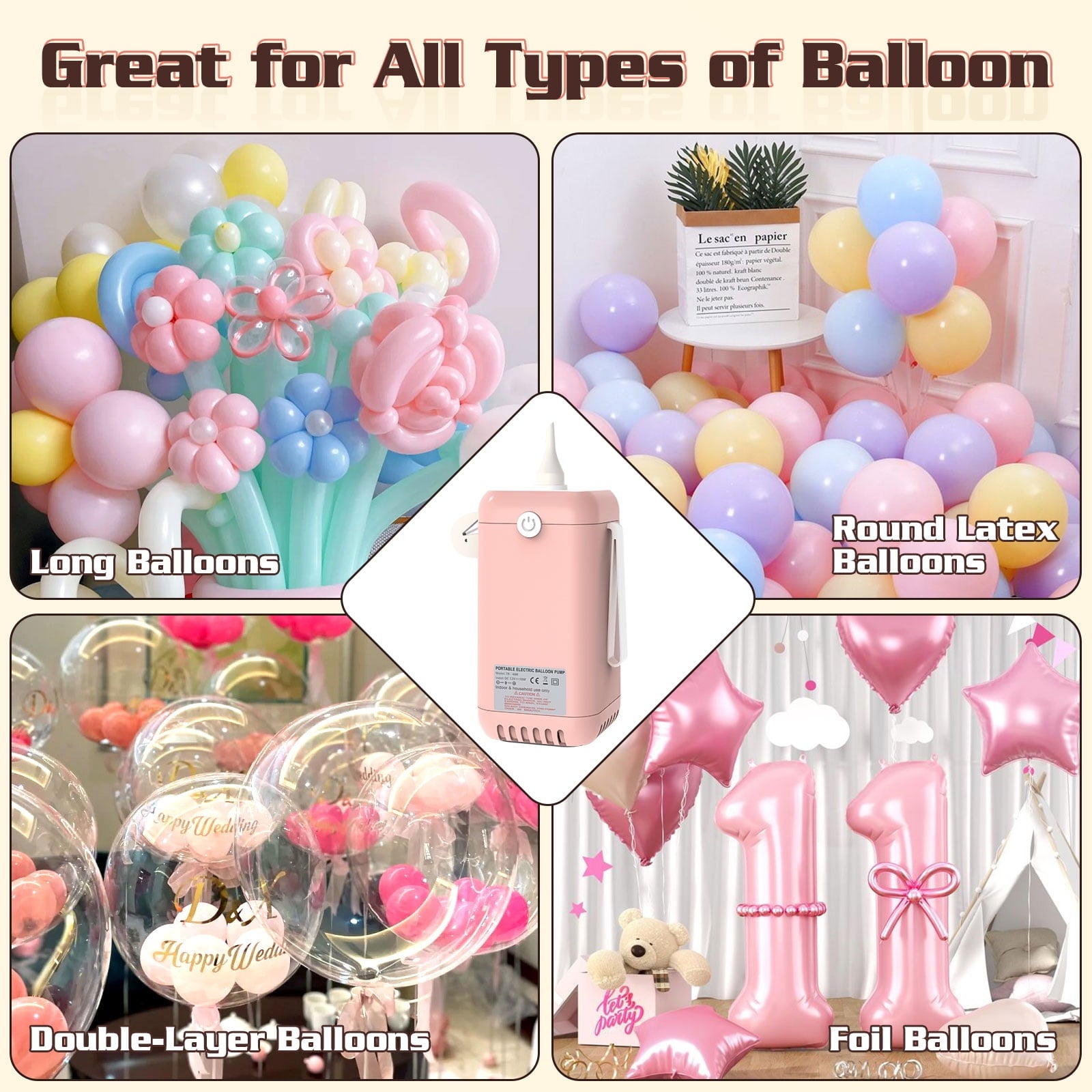 Balloon Pump Electric Air Pump for Long Balloon,260/160 Balloon Inflator Pump Electric for Foil Twisty Animal Balloons Basketball
