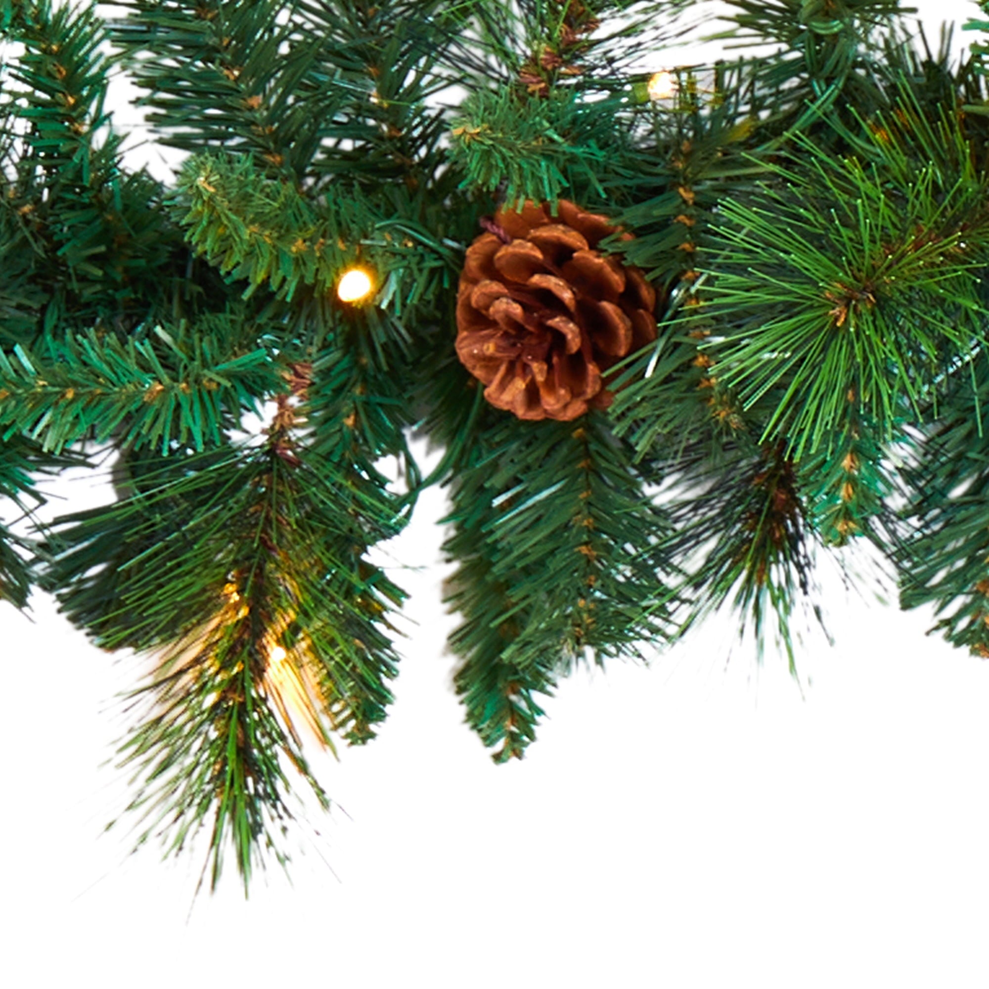 Nearly Natural Holiday Pine Prelit Battery Operated Garland, 5.00" (Assorted Colors)