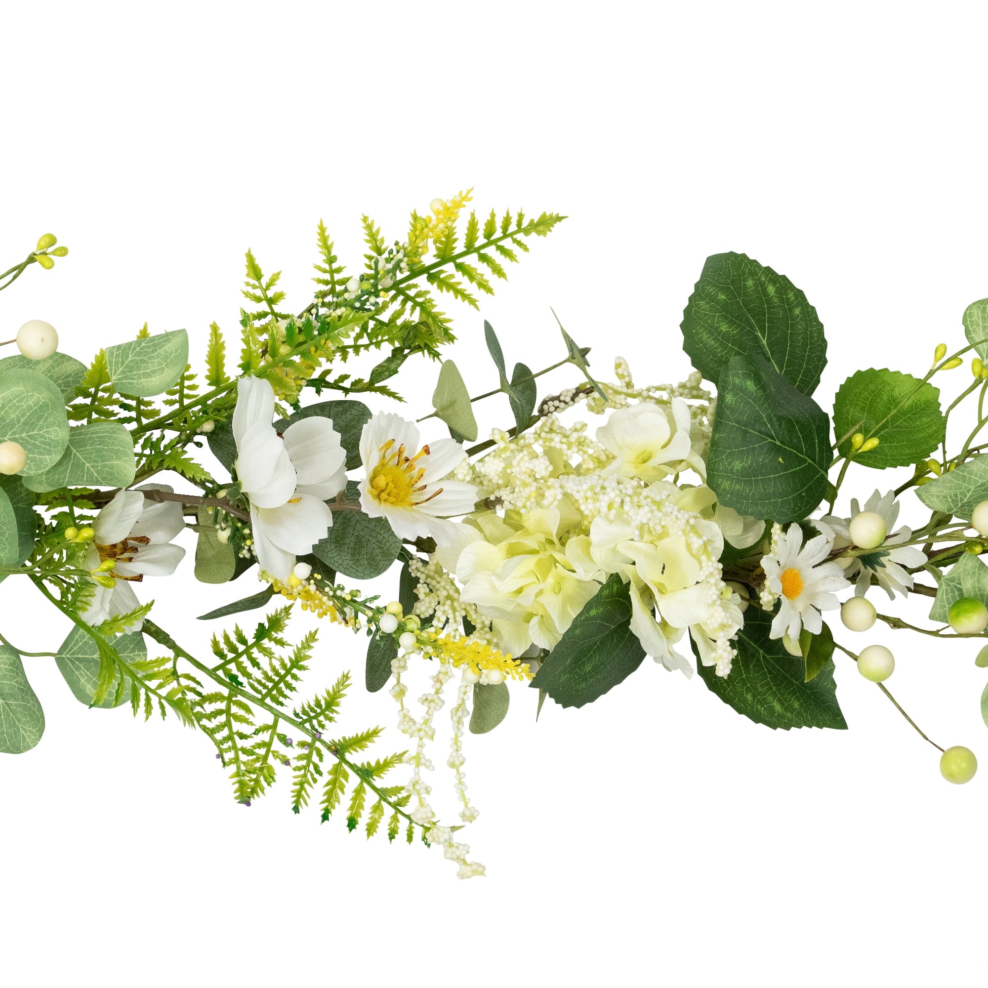Northlight Hydrangea and Eucalyptus Artificial Floral Spring Garland - 5'
