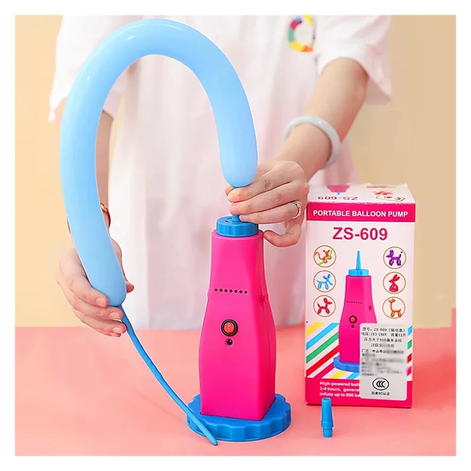 AC 100-240V Electric Long Bar Balloon Inflator Pump, Portable Balloon Inflating Machine