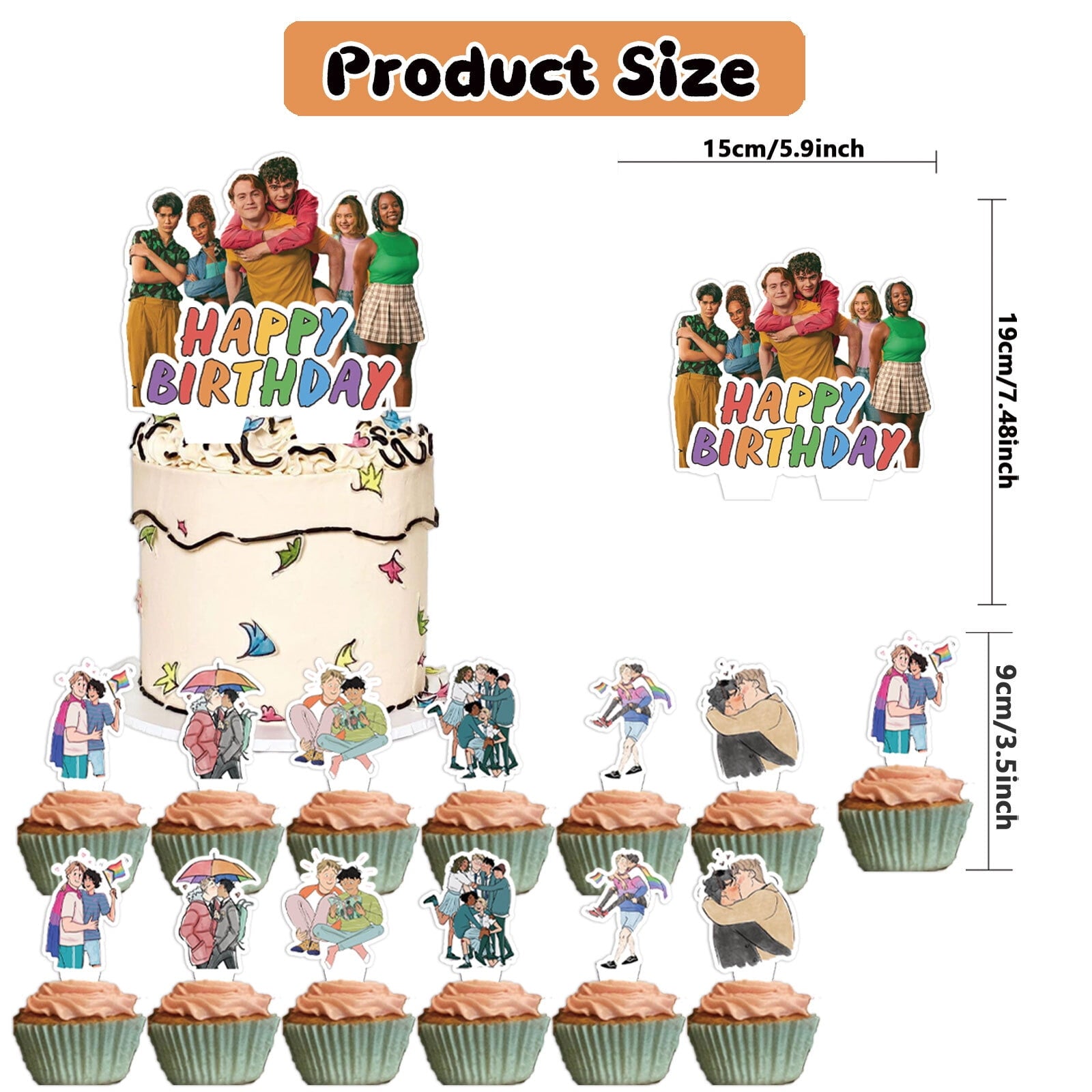 32 Pcs For Heartstopper Theme Birthday Party Decorations,With 1 Happy Birthday Banner Garland,13 Cupcake Toppers,18 Balloons for Party Decorations