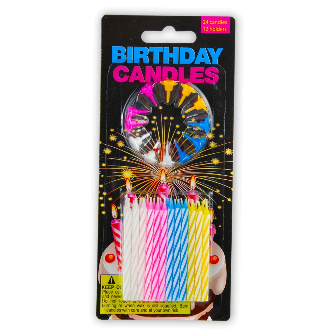 10 Pack Birthday Candles and Decorative Holders Set, 36 Pieces Set with Color Coordinated Holders to Elevate Cake, Allowing Candles to Sit Above for a Fun, Stylish Birthday Celebration, Bulk, Mix