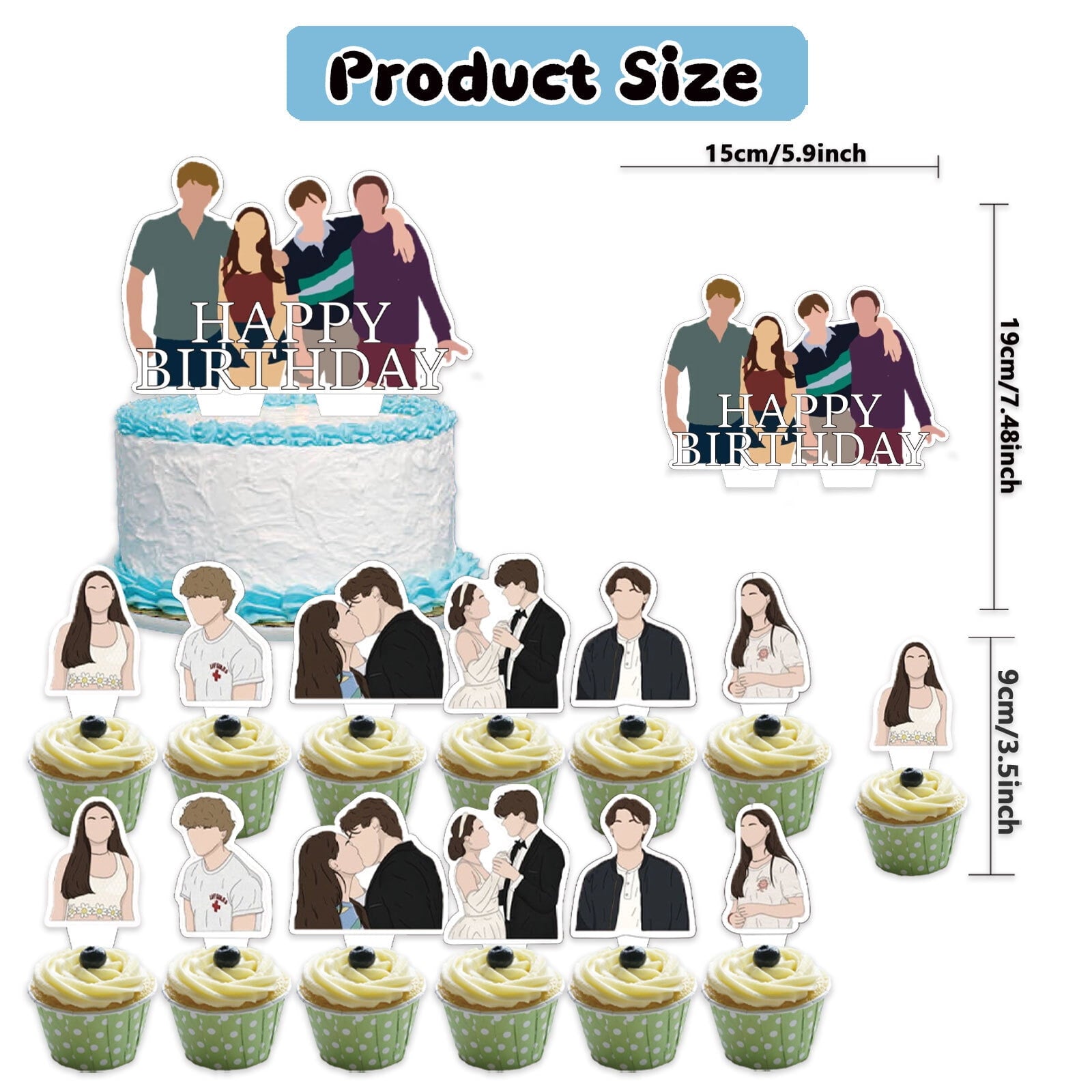 32 Pcs For The Summer I Turned Pretty Theme Birthday Party Decorations,With 1 Happy Birthday Banner Garland,13 Cupcake Toppers,18 Balloons for Party Decorations