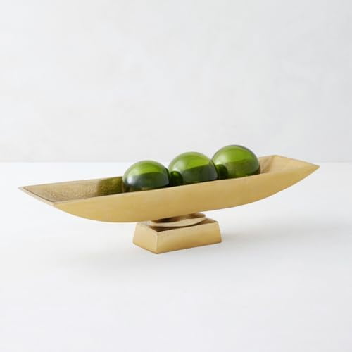 Collins Bowl, Nickel Plated Aluminum Display Bowls for Home Decor, Elegant Decorative Accessories for Tabletop & Shelf Styling, Gold