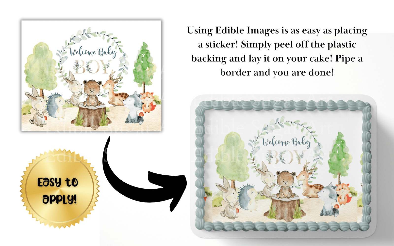 Woodland Baby Shower Cake Topper Edible Image Forest Friends Baby Shower Woodland Party Decorations