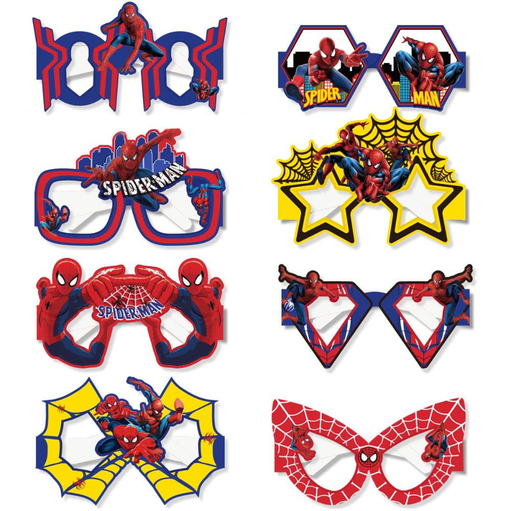 16 Pieces Spider-Man Paper Party Glasses, Mario Paper Glasses for Birthday Party Decoration Supplies