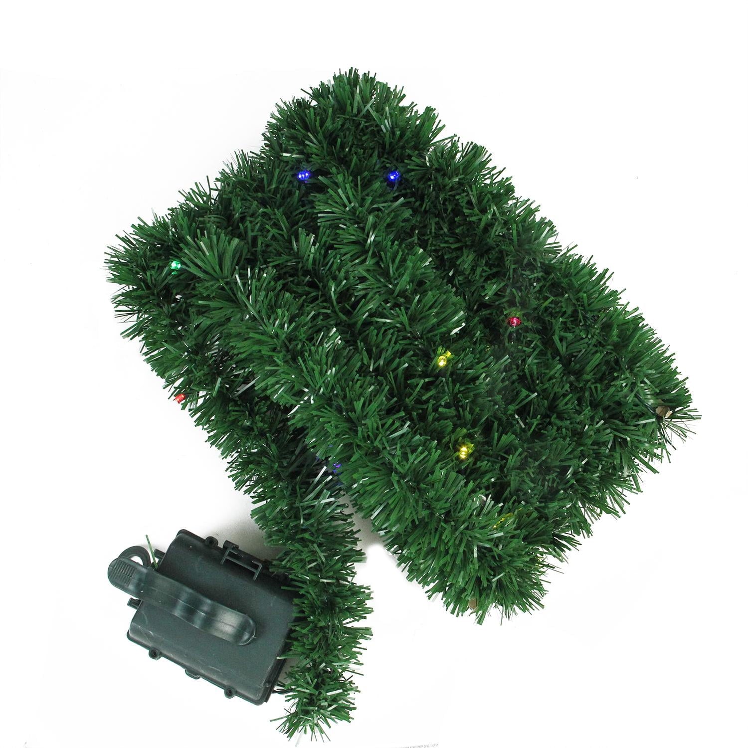 18' B/O Artificial Pine Garland with 35 Multi-Colored Micro Lights - Pre-lit