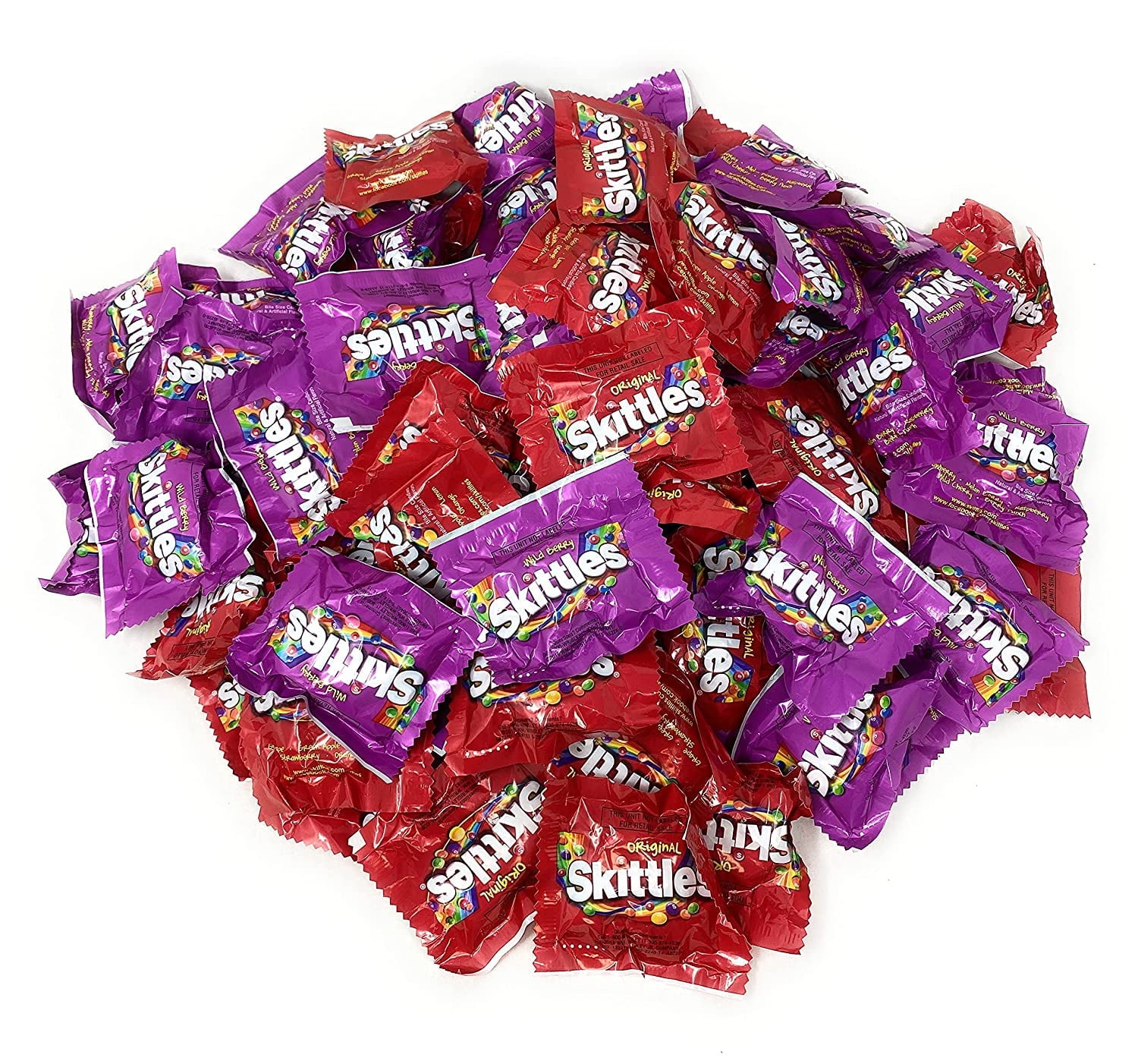 Assortit Skittles Wild Berry & Original Candy Assortment, Bite Size, 80+ Packs, 3Lb