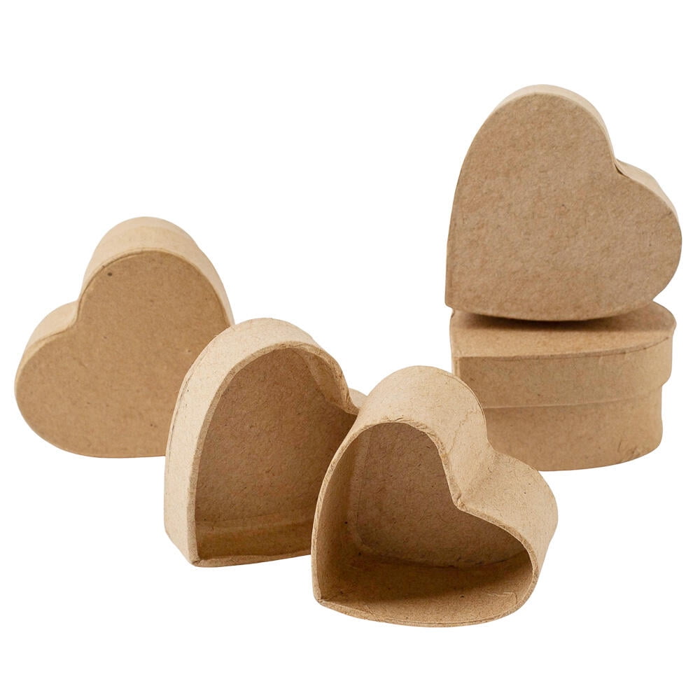 48pc Paper Mache Kraft Heart Boxes - for Valentine's Day and Anniversaries - Factory Direct Craft