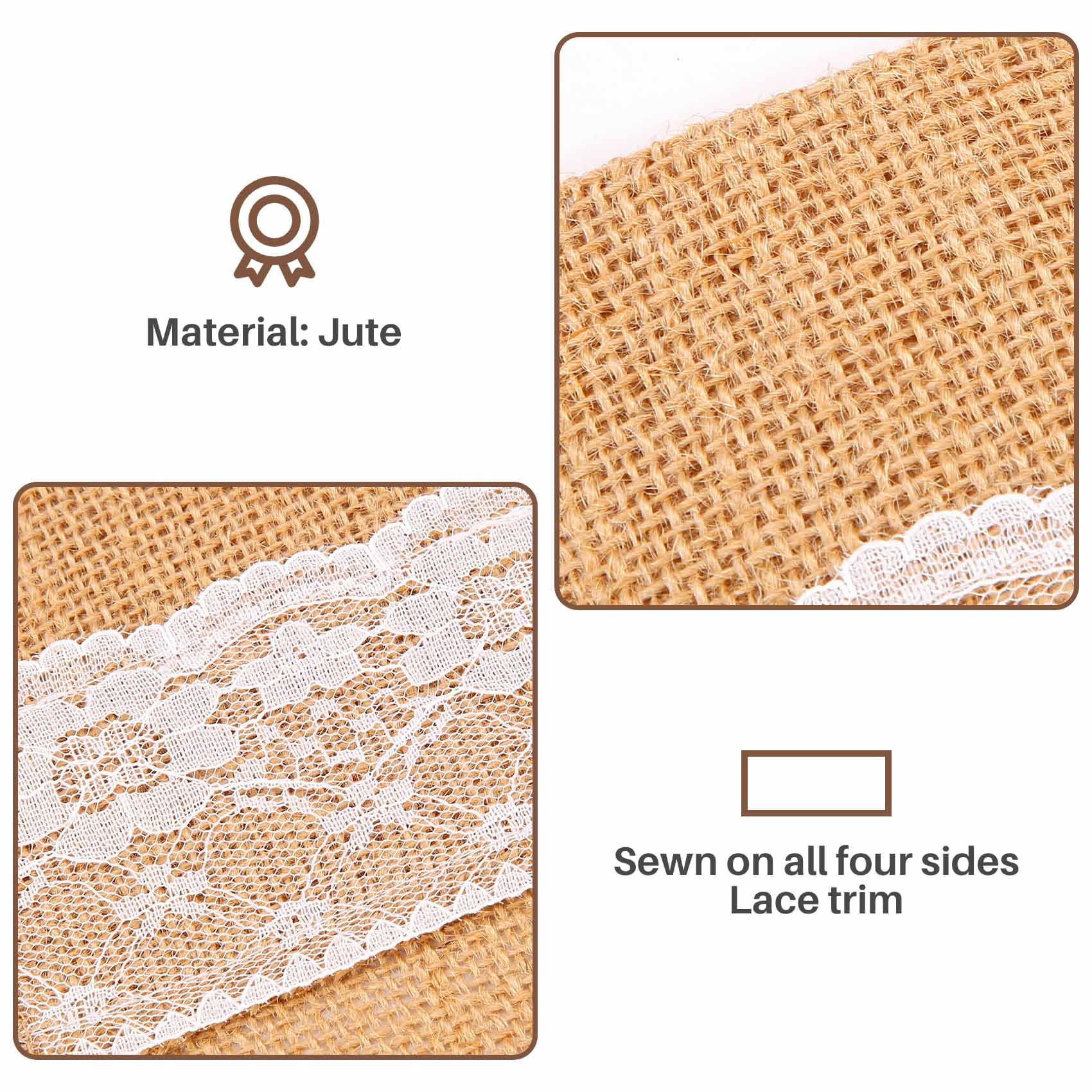 50 pcs Natural Jute Cutlery Knives and Forks Cutlery Set Silverware Bag Holder Burlap & Lace Party Wedding Decor, 21x11cm