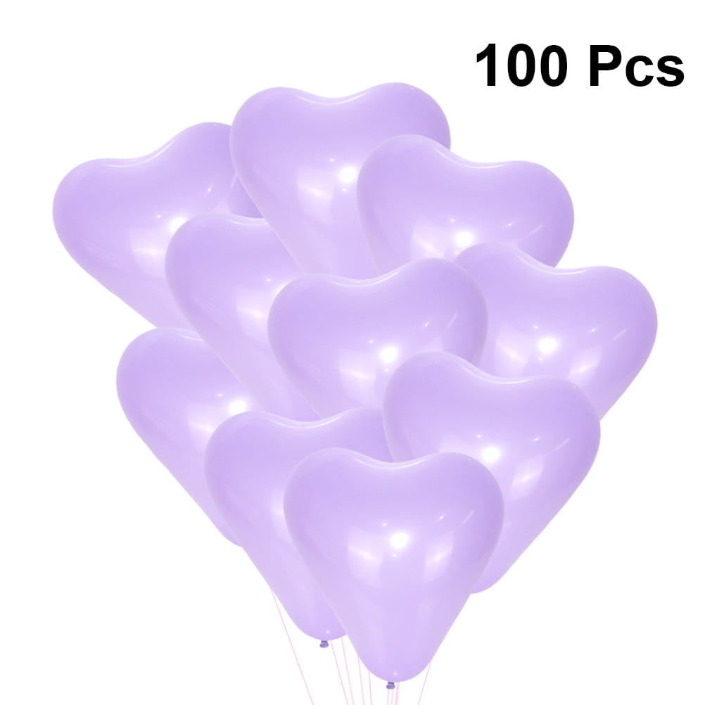 300 pcs Romantic Heart Shape Balloons Balloons Decorative Balloons Party Supplies Favors for Wedding (Purple)