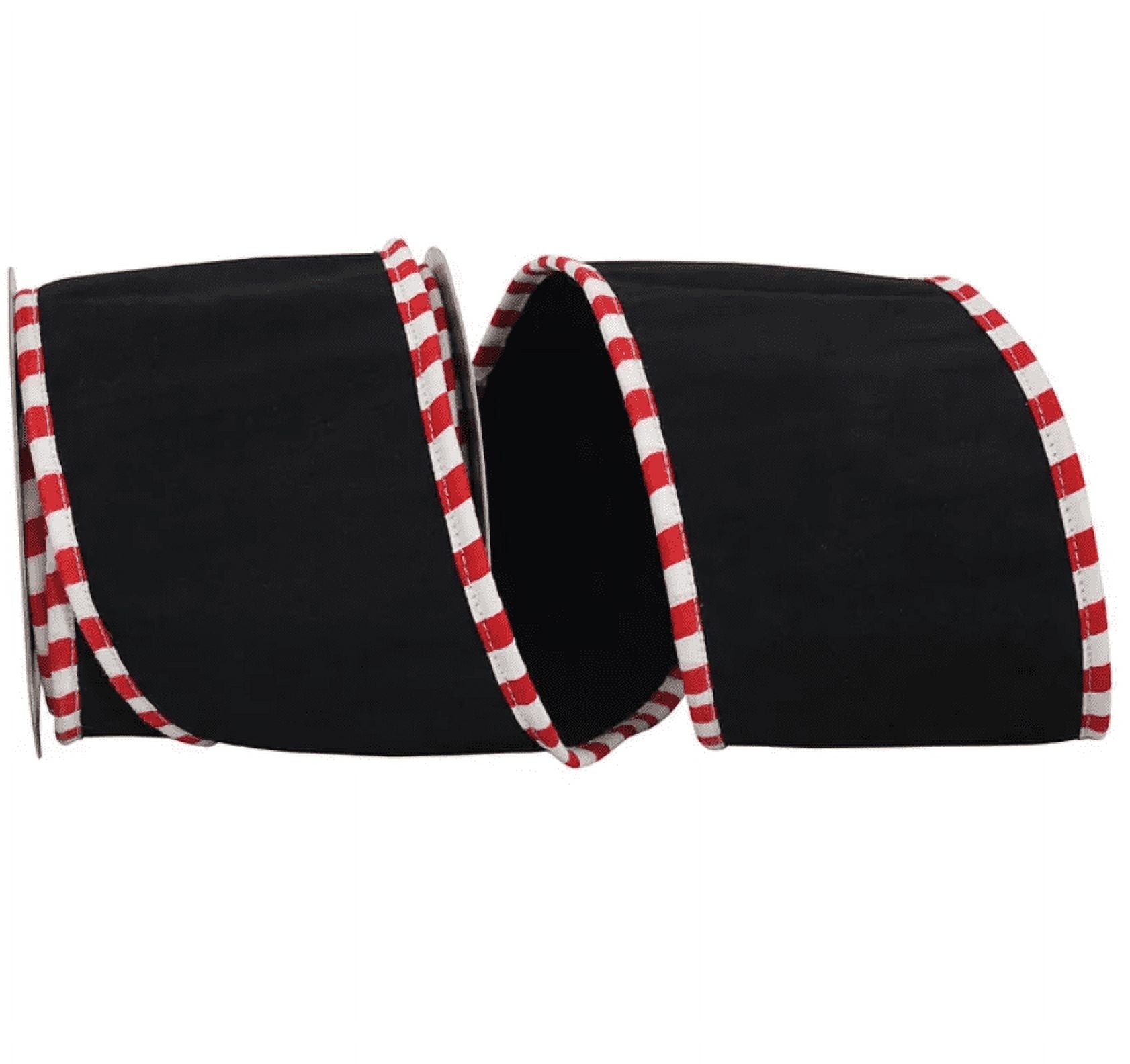 JAM Paper Christmas Black Polyester Design Ribbon, 180" x 4"