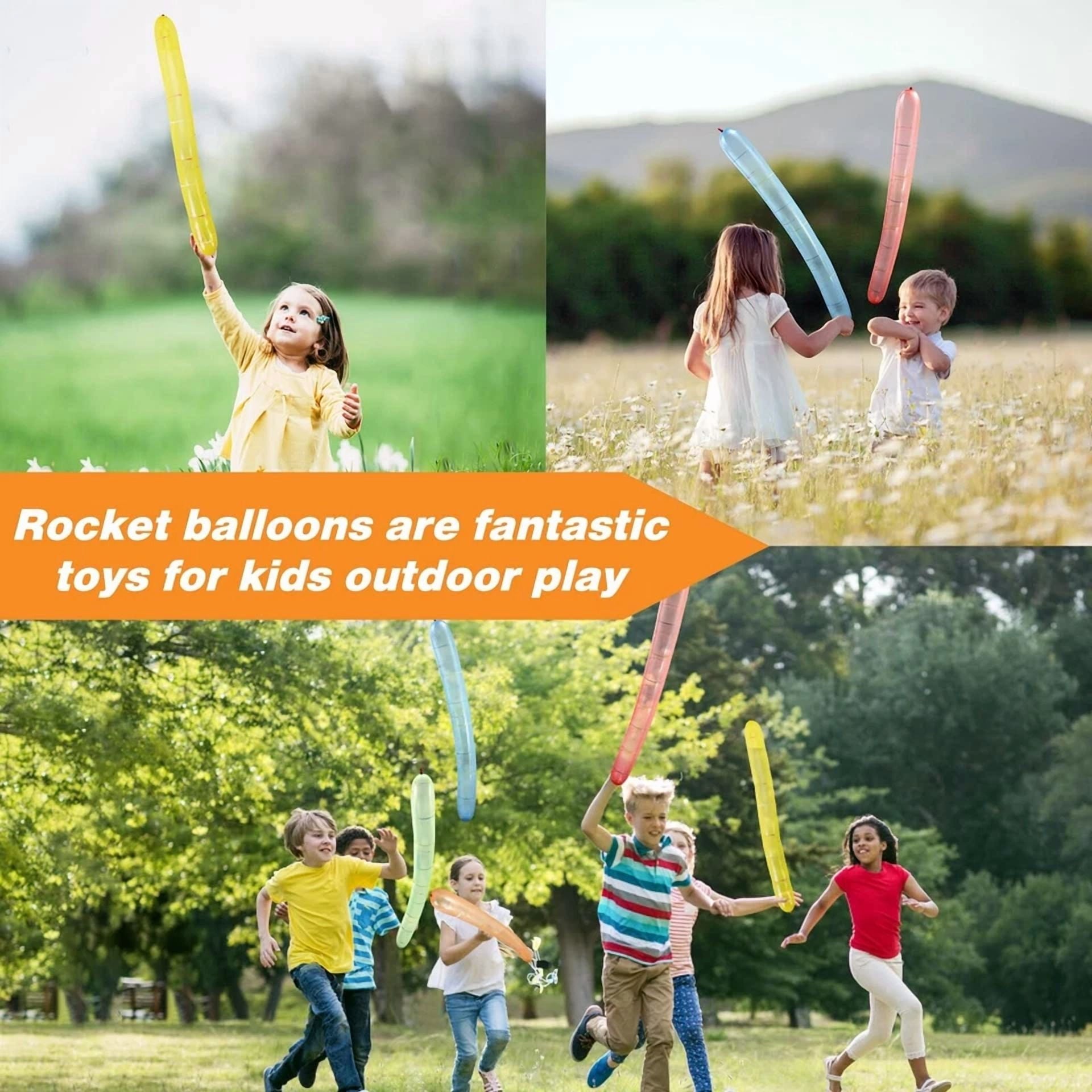 100X Rocket Balloons With Two Air Pump Colorful Giant Rocket Balloons For Party