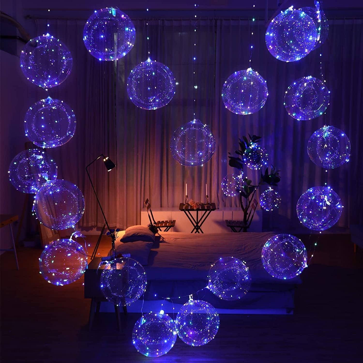 Light Up Led Balloons, 18 Packs Party Balloon Cell Battery included Inflated Size 22 Inches 3 Modes Flashing String Lights Clear Balloon, for Birthday Wedding Decorations (4 Colors)