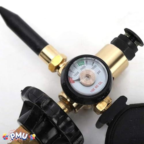 PMU Helium Balloon Filler with Automatic Shut-Off for Mylar/Foil and Dual Latex Inflator with Gauge and Balloon Ribbon String Cutter - 1pc Set