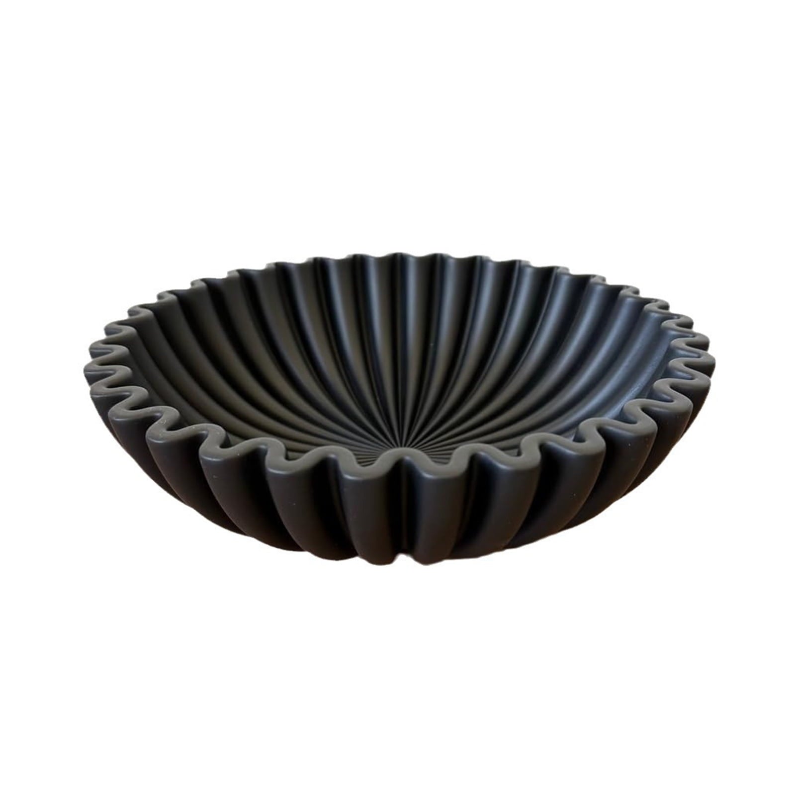 Taosunzt Black Ruffle Decorative Bowl Modern Living Room Home Office Resin Fluted Bowl Coffee Table Bookshelf Centerpiece Desktop Decoration White 2