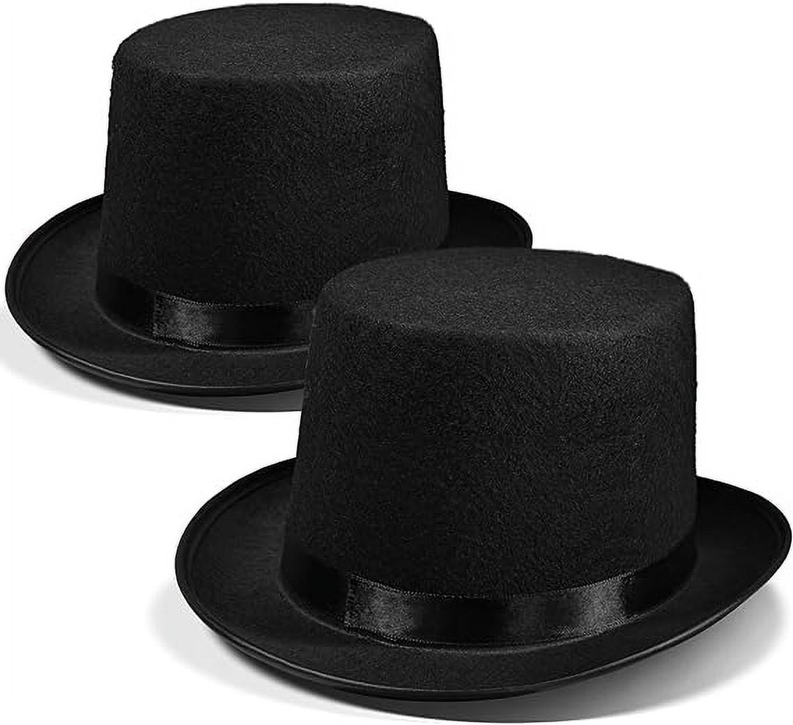2 Pack Classic Black Felt Top Hat - Fit for Kids & Adults, Unisex Design, Perfect for Cosplay Magician Costume Parties, Stage Performances & Dress-Up Events