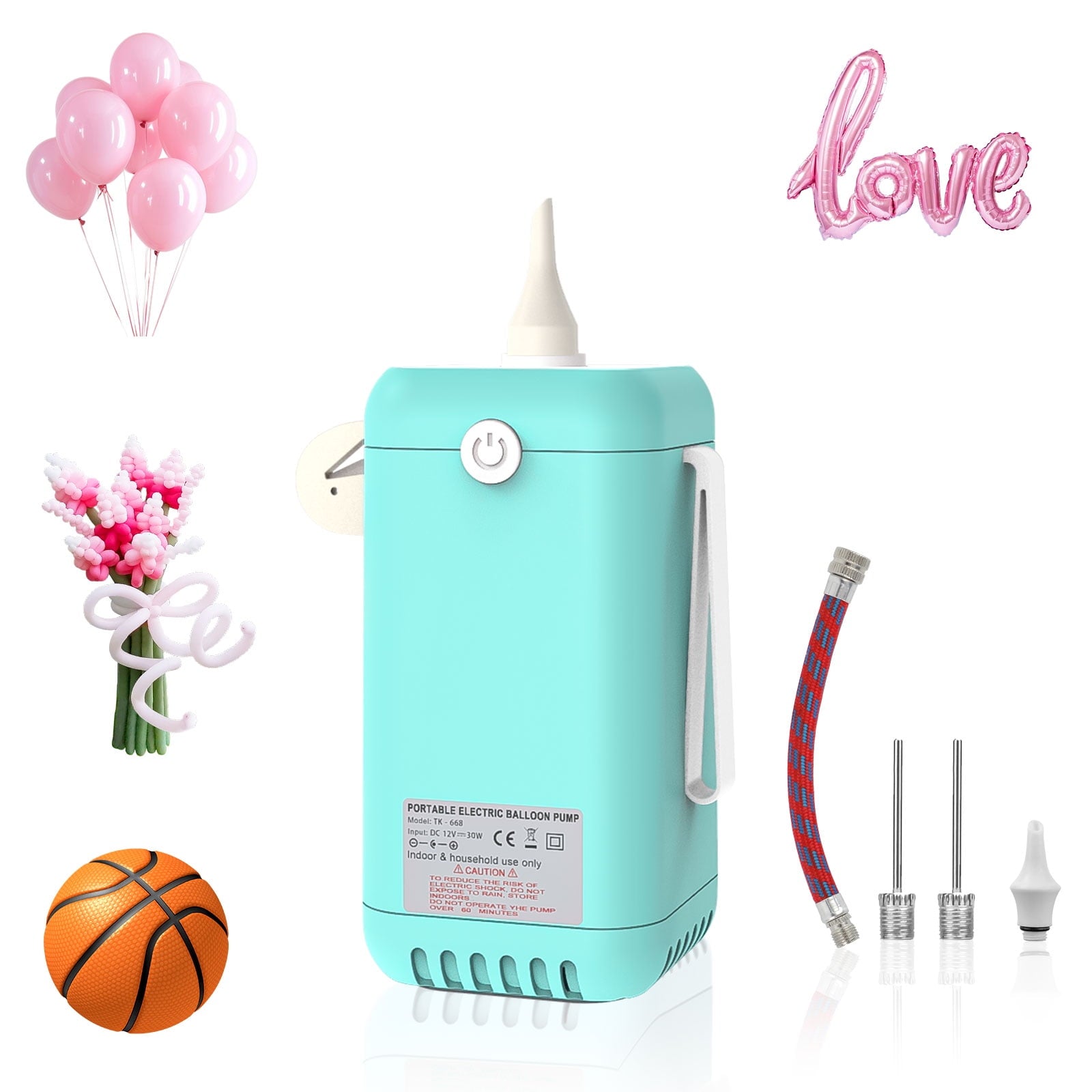 2-in-1 Electric Air Balloon Pump,Balloon Inflator for 260q,Foil, Latex Balloons and Sport Balls