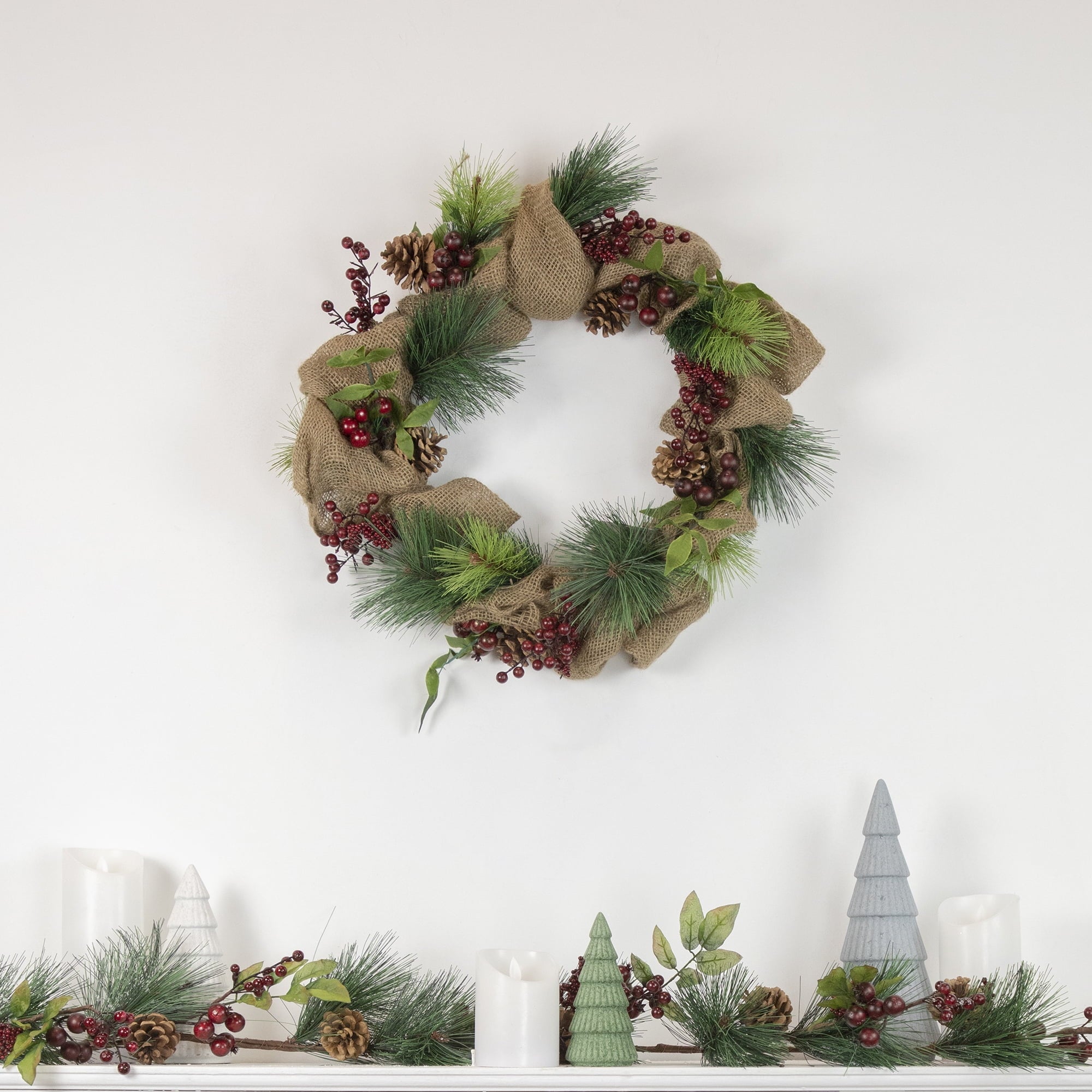 54" Snow Dusted Pine Cones Berries and Long Pine Needles Artificial Christmas Garland - Unlit