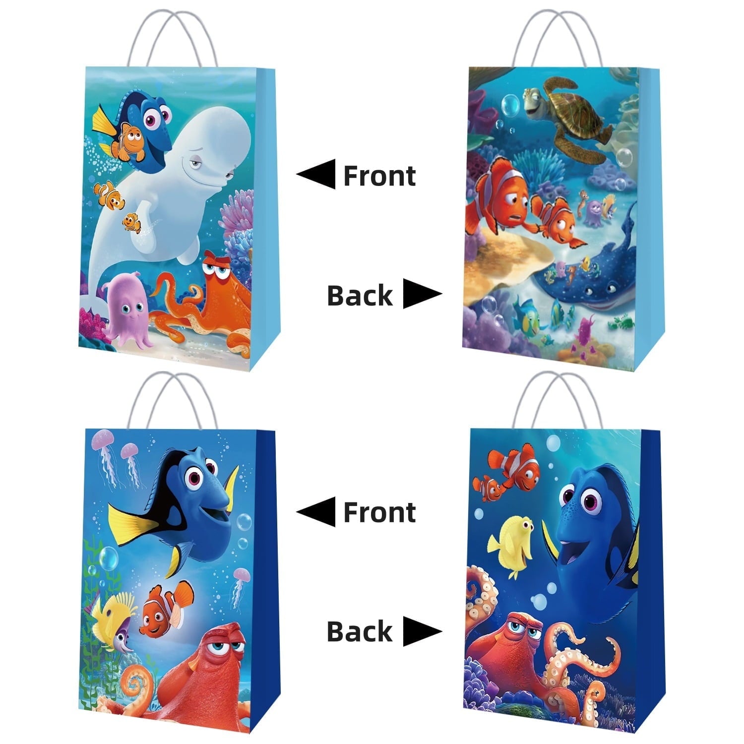 24 Pcs Nemo Cartoon Party Gift Bags, Birthday party bags, Cartoon candy bags, Party Supplies(8.26"×5.9"×3.15")