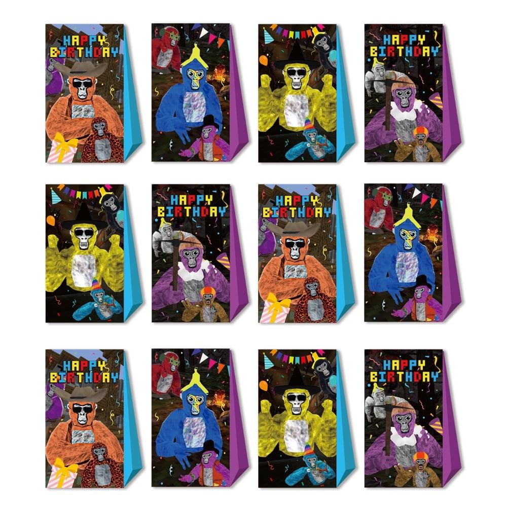 24PCS Cartoon Style Gift Bags ,Candy Bags,Birthday Party Decor for Gorilla Tag Theme.