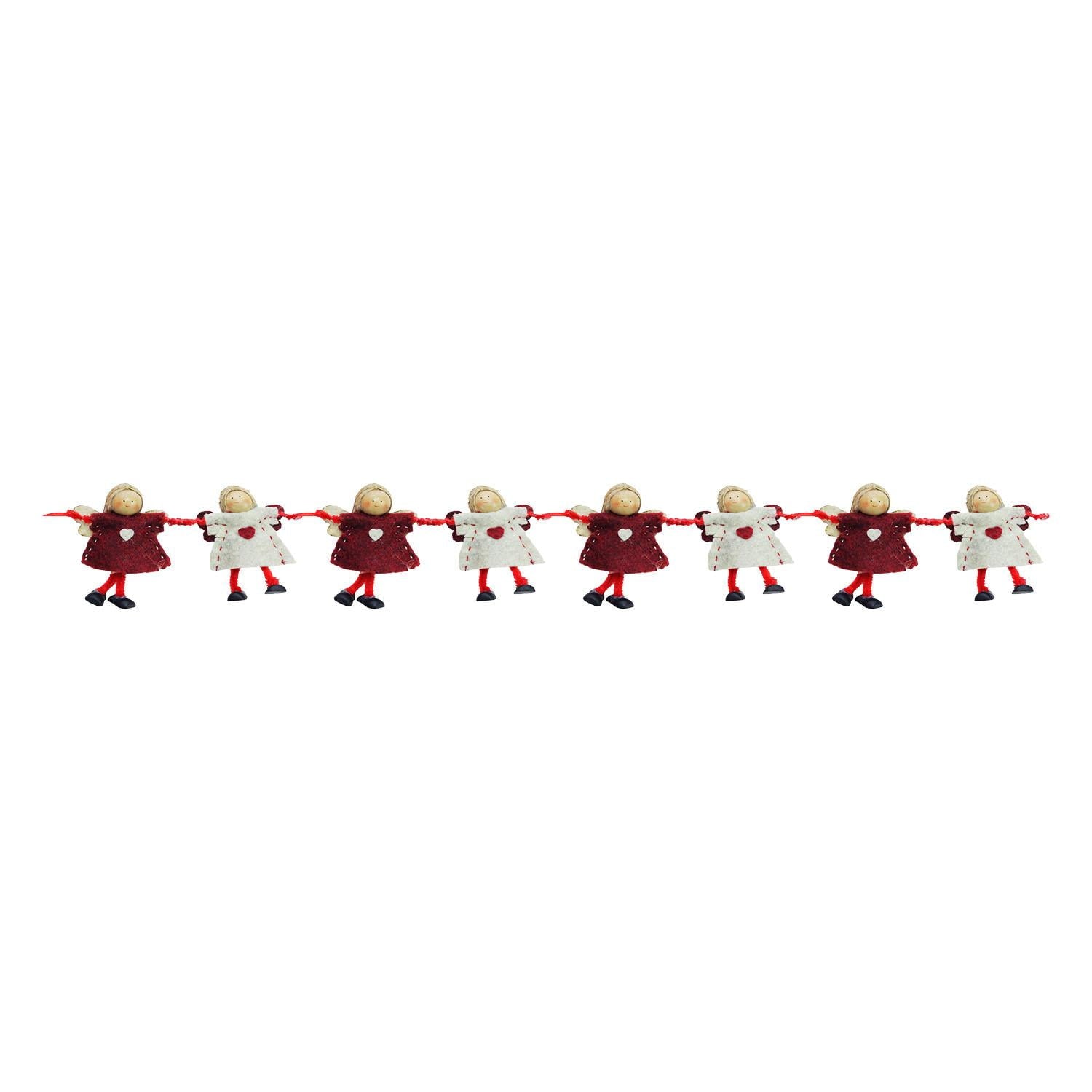 26" Decorative Plush Red and Beige Joined Hands Angel Dolls Christmas Garland - Unlit