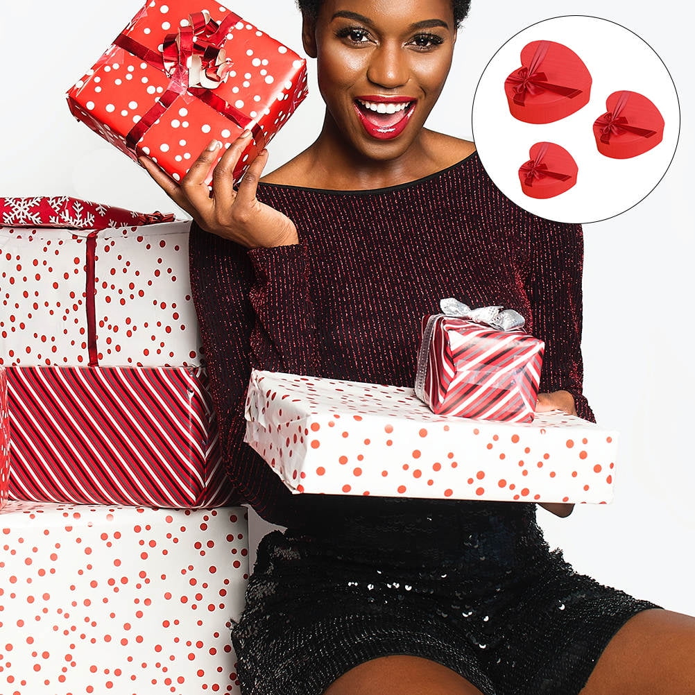 3 Pcs Presents Boxes Heart Shaped Gift Free Gifts Packing Paper Romantic