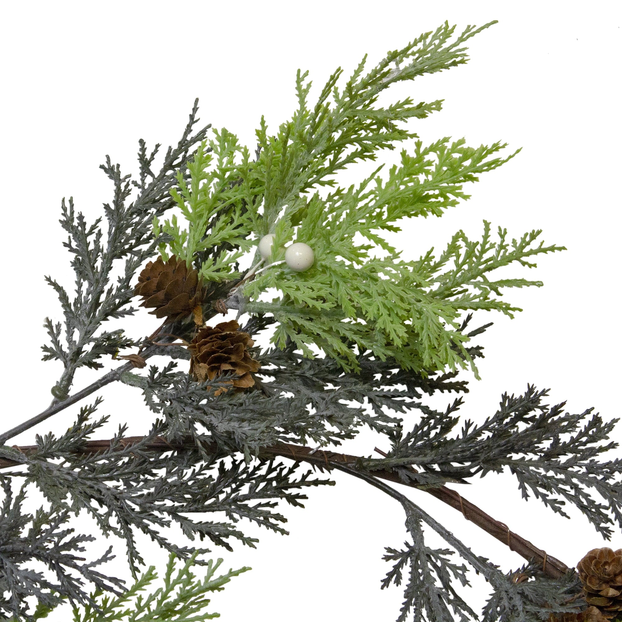 Northlight 5' Leaves Berry and Cedar Glittered Dusted Artificial Christmas Garland - Unlit