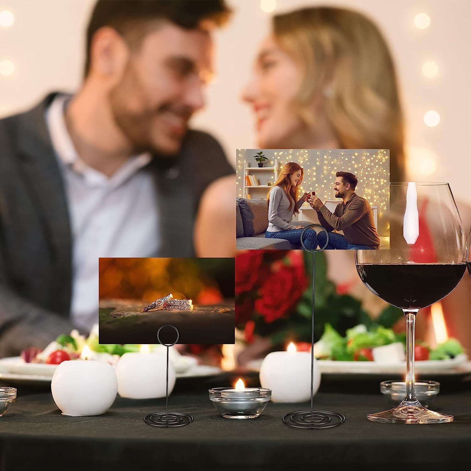 36 Pieces Table Number Holders 3 Size Place Card Holder Name Numbers Menu Memo Note Card Picture Photo Holder Clip Stand Table Sign Holders for Wedding Anniversary Party Display (Black)