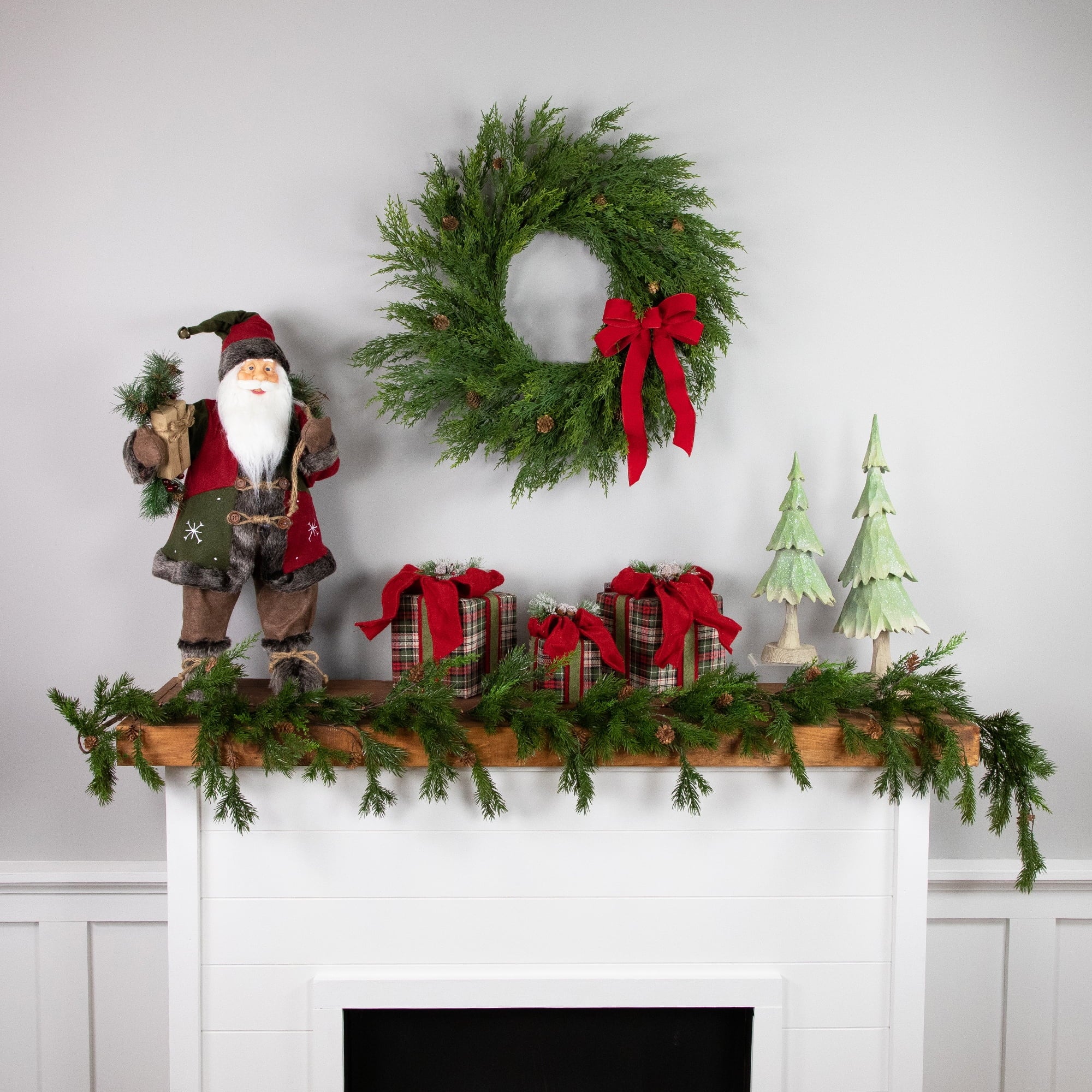 Northlight Real Touch™️ Cypress and Pinecone Artificial Christmas Garland - 6' x 8" - Unlit