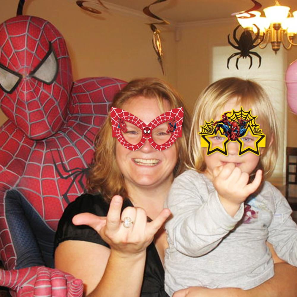 16 Pieces Spider-Man Paper Party Glasses, Mario Paper Glasses for Birthday Party Decoration Supplies