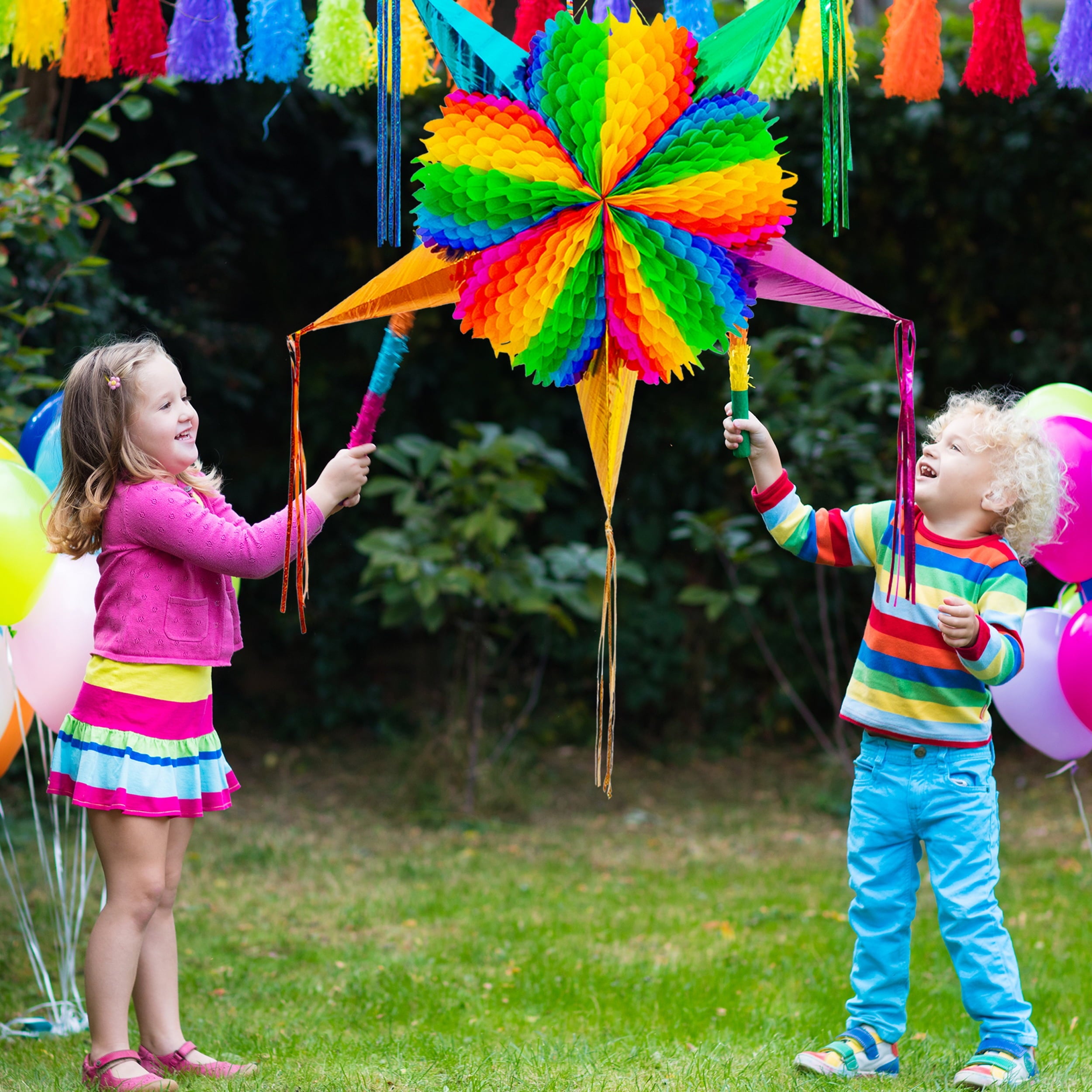 Mexican Piñata (X-Large 34 inches) - Rainbow Pinata - Authentic Handmade Foldable Large Pinata for Birthday Party - Piñatas para Cumpleaños - Mexican Pinata for Kids - Cinco de Mayo Pinata for Adults
