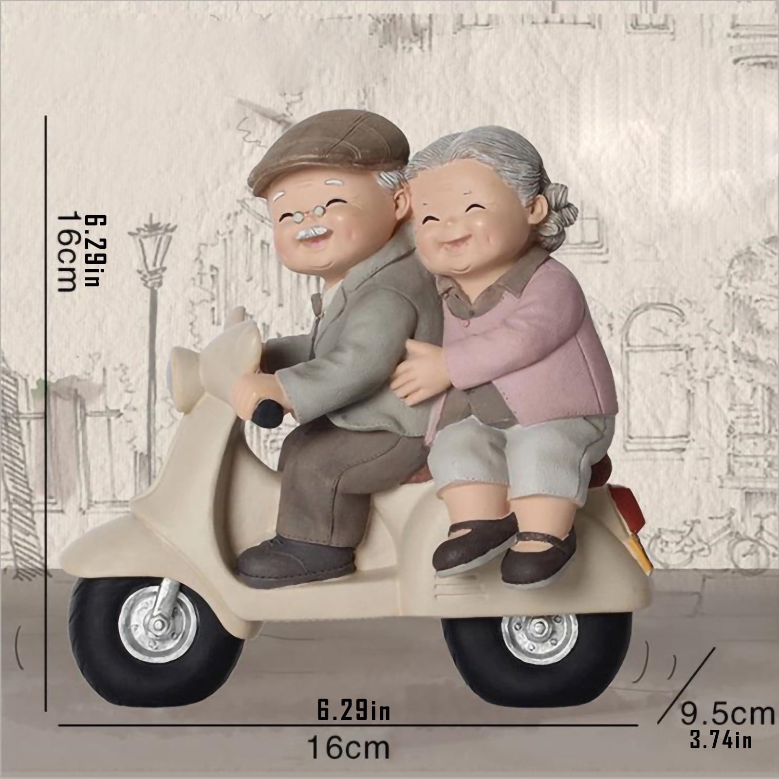 Your Holiday Resin Elderly Couples Anniversary Wedding Cake Topper Figurines (Accompany You Till the End of Time)