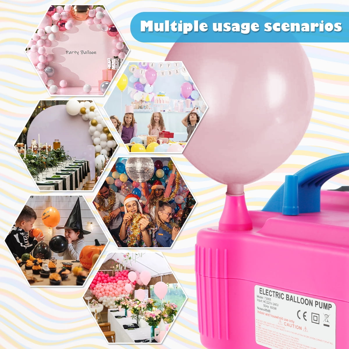 Lieonvis Electric Balloon Pump Dual Nozzle Balloon Blower Portable Balloon Inflator with Tying Tool Balloon Air Pump for Balloon Arch Garland Baby Shower Party Birthday Wedding Decoration 220V 600W Ro