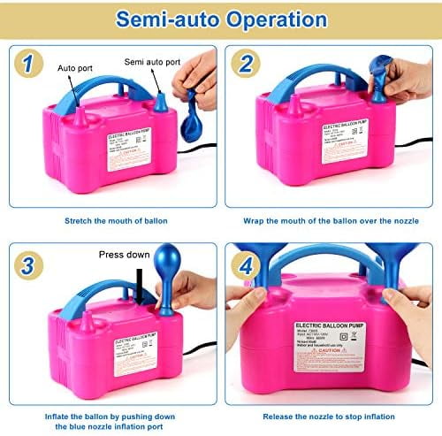 Electric Balloon Pump,110V 600W Portable Dual Nozzle Quick-Fill Balloon Inflator/Blower for Party Decoration