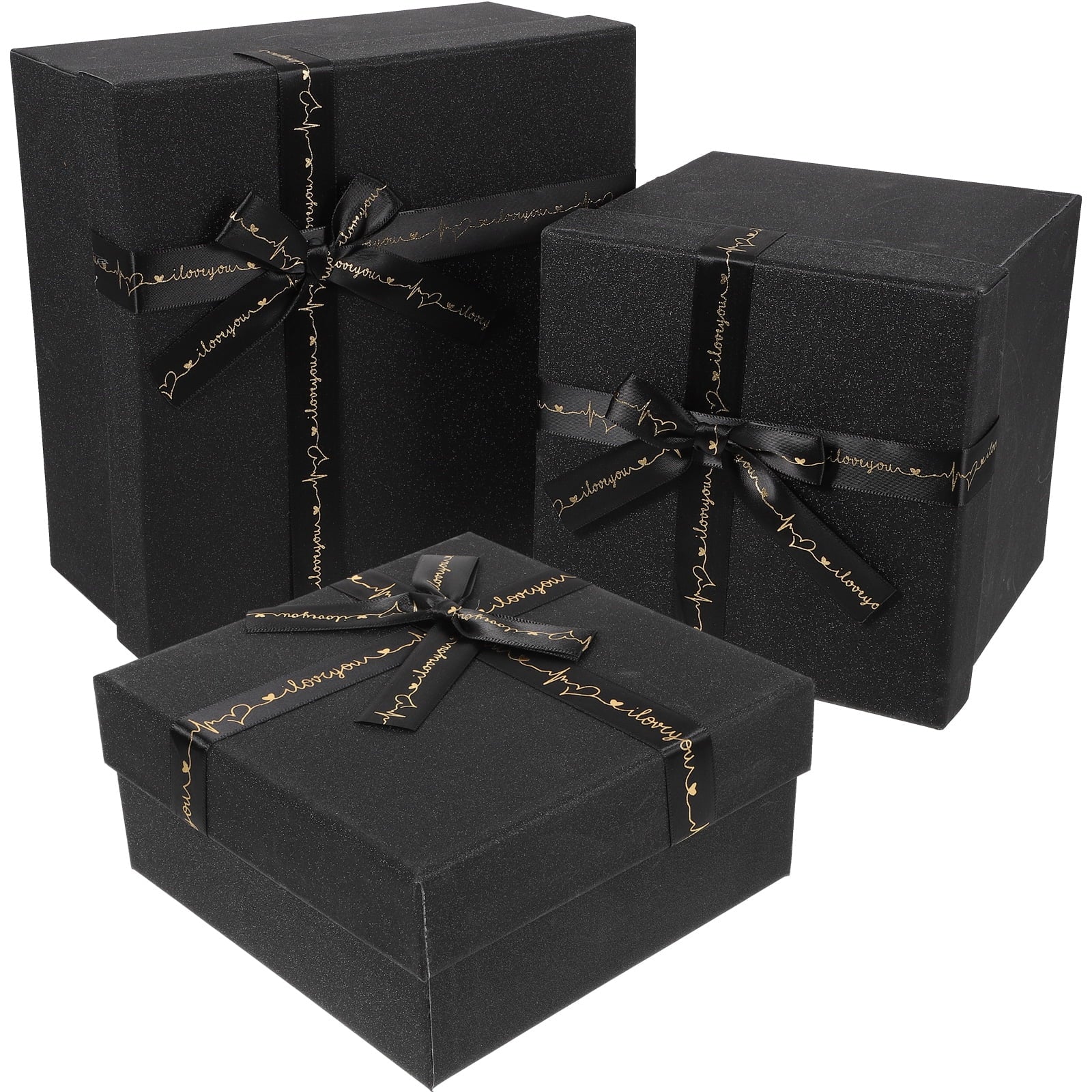 unbranded  3 Pcs Gift Wrapping Boxes Favors Cardboard Crate Bridesmaid Black