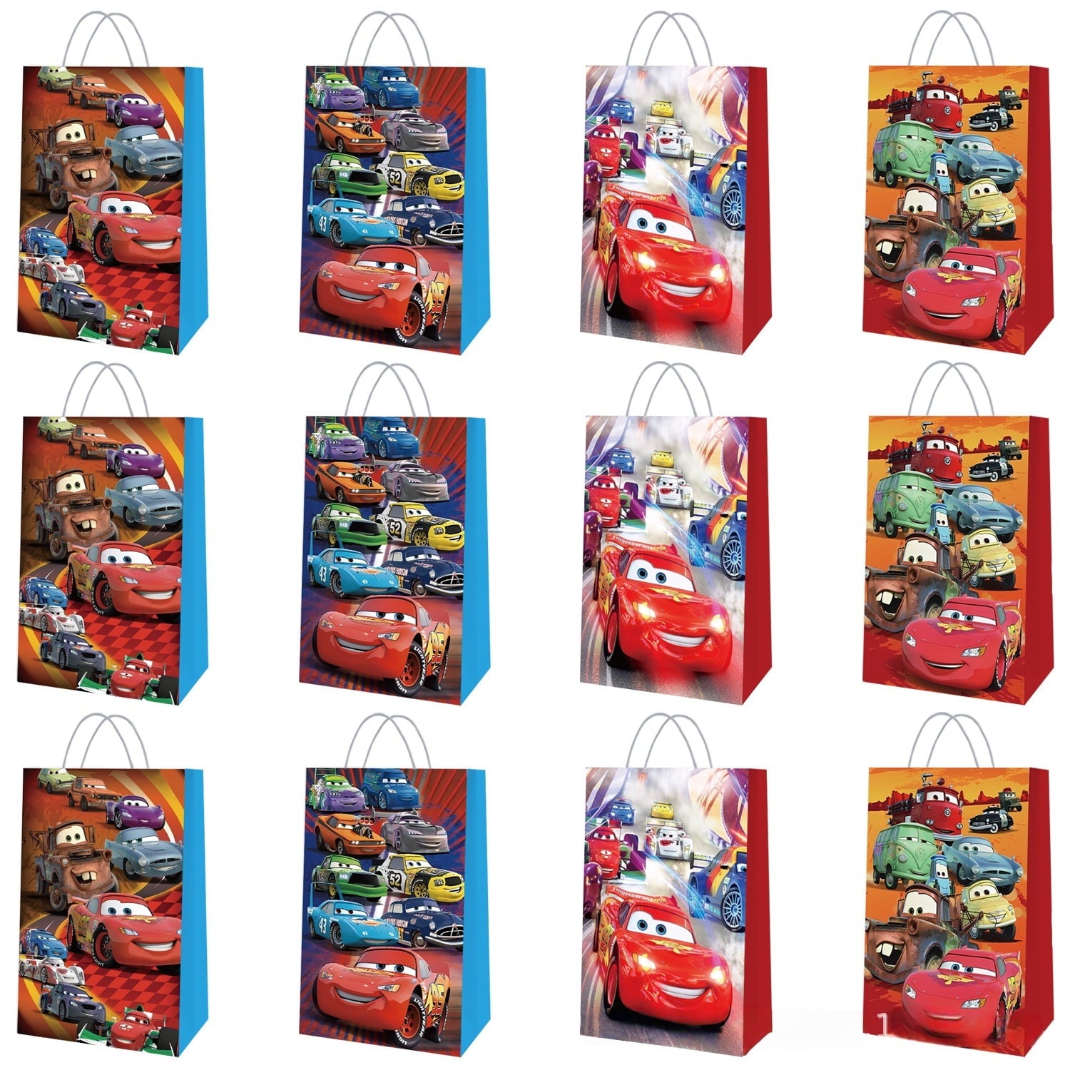 24 Pcs Cars Cartoon Party Gift Bags, Birthday party bags, Cartoon candy bags, Party Supplies(8.26"×5.9"×3.15")