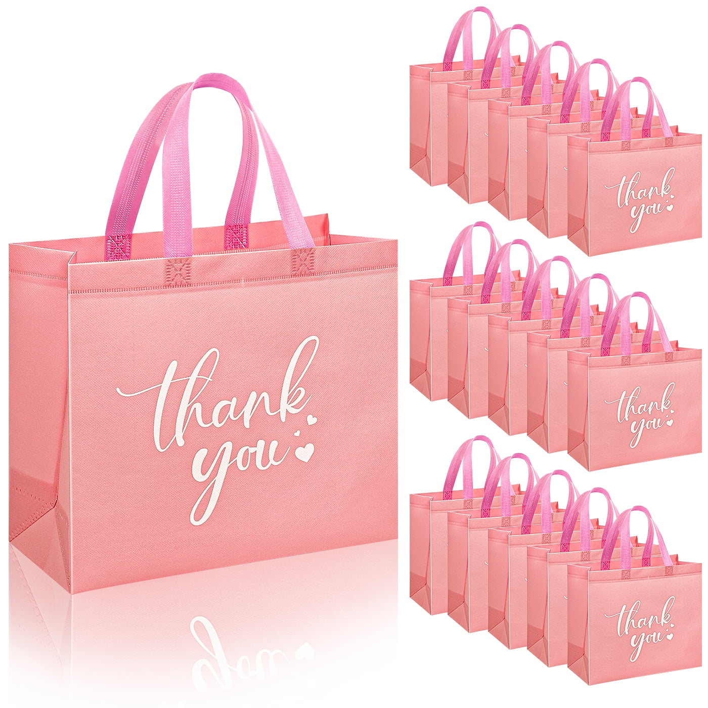 30Pcs Thank You Gift Bags, Large Reusable Gift Bags,Thank You Bags with Handles for Business, Shopping, Wedding, Baby Shower, Graduations, Party Favors (12.4x11x4.7Inch)