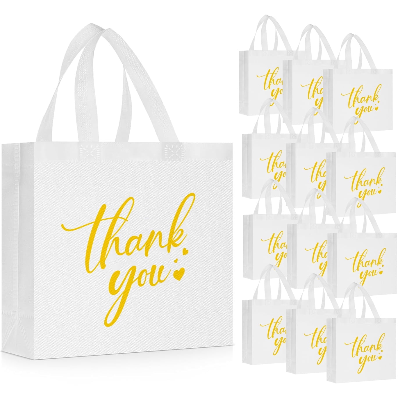 30Pcs Thank You Gift Bags, Large Reusable Gift Bags,Thank You Bags with Handles for Business, Shopping, Wedding, Baby Shower, Graduations, Party Favors (12.4x11x4.7Inch)
