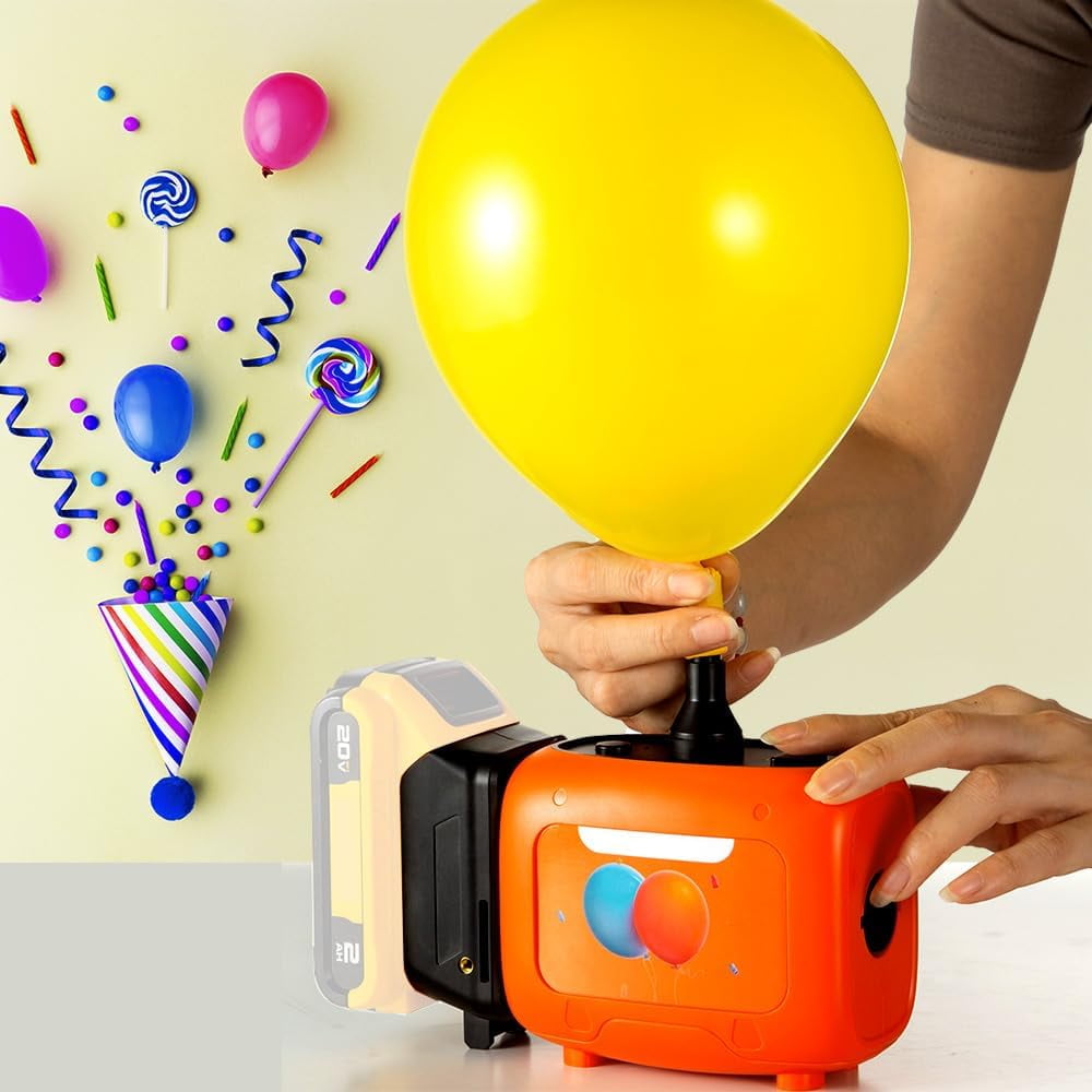 Cordless Balloon Pump Electric Compatible with Dewalt Battery for All Balloons, 5 in 1 Inflator/Deflator for Air Beds, Yoga Balls & Party Decor