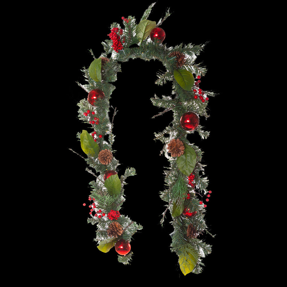 Alta Innova G48 MGLC57876X Pine Garland with Berries, Pine Cones, Lights & Ornaments