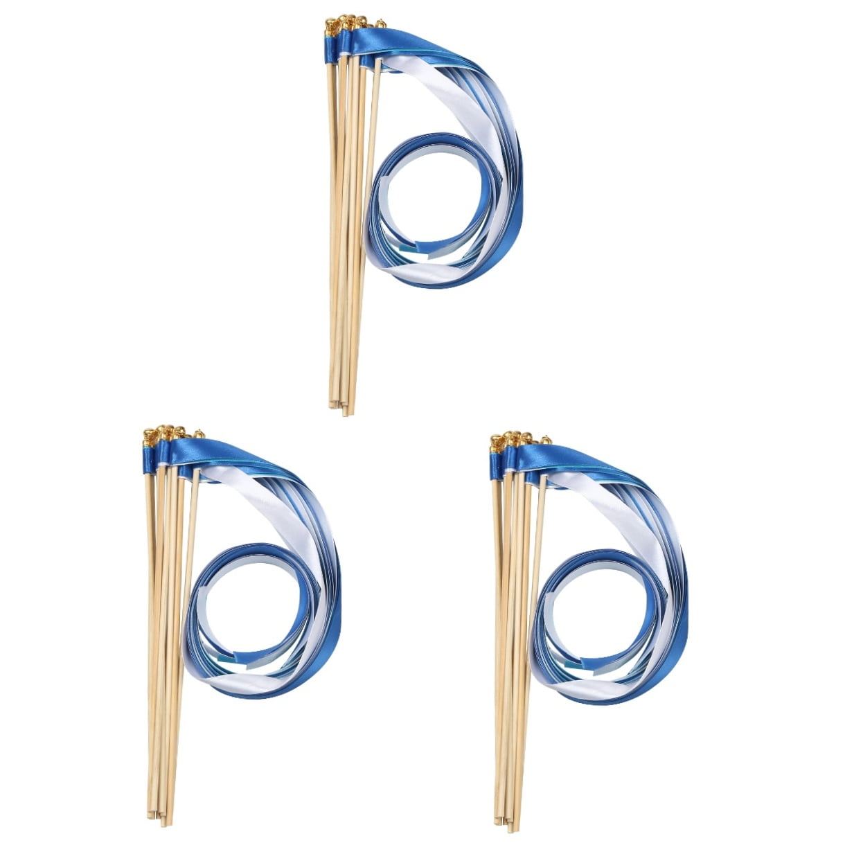 3 Pieces Ribbon Stick Ribbons Sticks Cheer Props Child 1.5cm X 60cm Blue