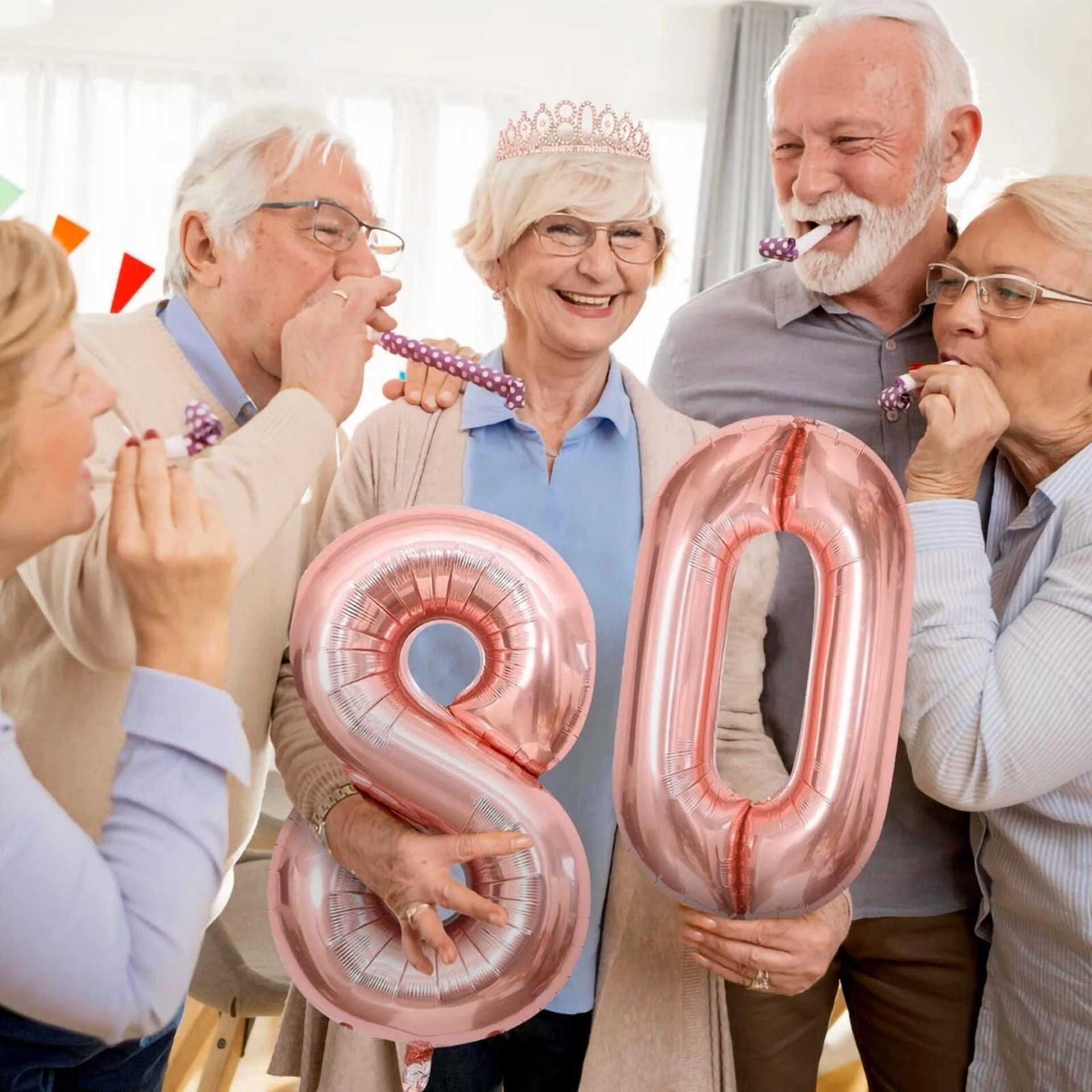 Happy Birthday Balloons Banner Bunting Self Inflating Decoration Number Candles