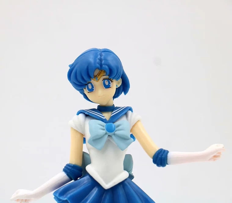 Sailor Moon Figures, Aino Minako, Mizuno Ami, Mizuno Ami, Kino Makoto Figurine Toys 16cm/6.3inch Doll Cake Topper Cosplay PVC Action Figure Statues Model Toys (Sailor Mercury)