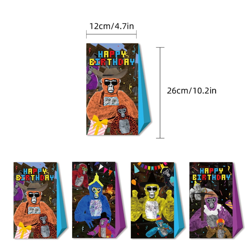 24PCS Cartoon Style Gift Bags ,Candy Bags,Birthday Party Decor for Gorilla Tag Theme.