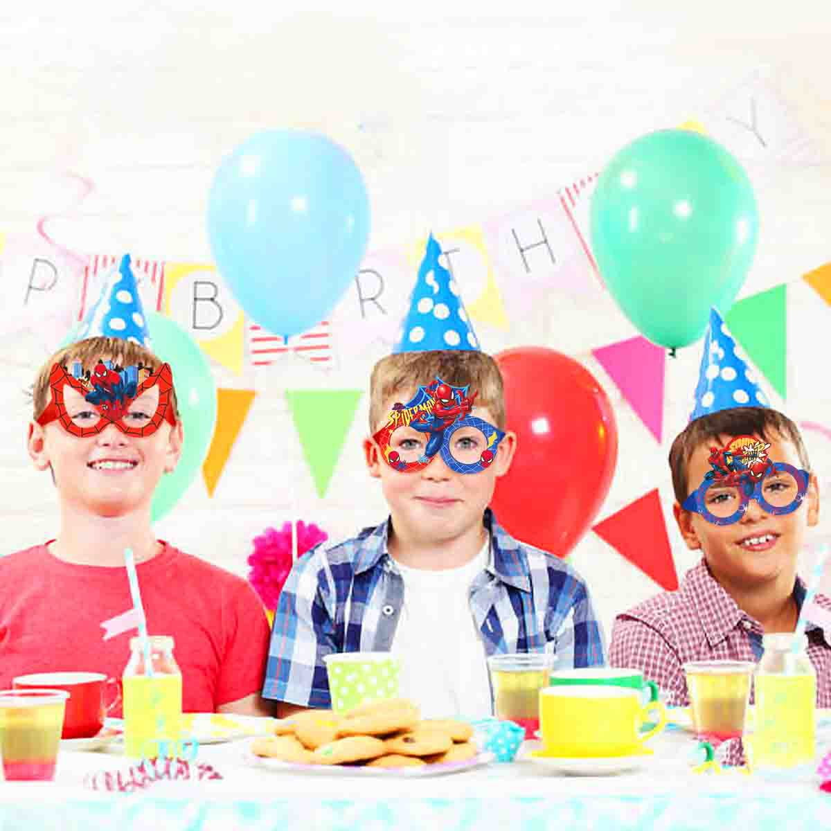 16Pcs Spider Man Themed Glasses, Party Supplies Photo Booth Prop Cartoon Character Cosplay Birthday Gift for Kids.